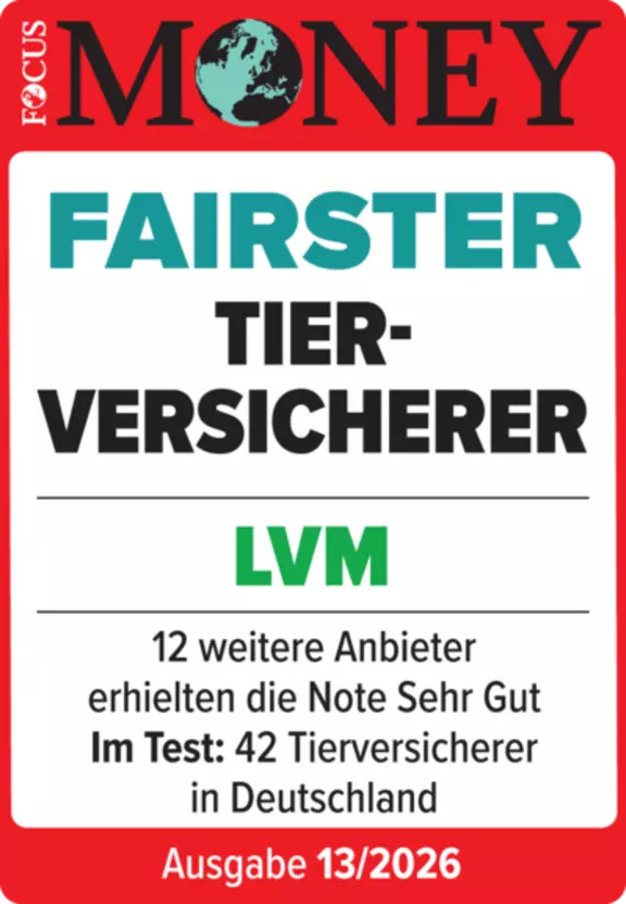 FOCUS MONEY 13/2025 fairster Tierkrankenversicherer, 12 weitere Versicherer erhielten die Note Sehr gut, im Test: 41 Tierversicherer in Deutschland