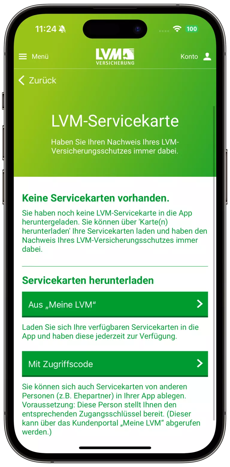 Zugriffscode eintragen