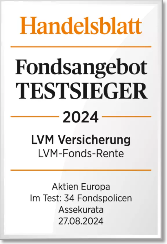 Handelsblatt - LVM Testsieger Fondsangebot, Im Test: 34 Fondpolicen