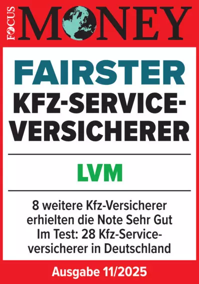 Testlabel Fairster Kfz-Versicherer von FOCUS MONEY