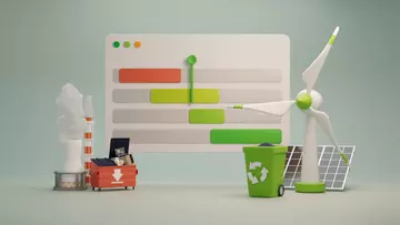 Das Motiv zeigt verschiedene Aspekte nachhaltigen Handelns. 