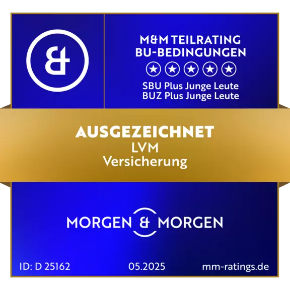 Berufsunfähgkeitsversicherung im Rating von Morgen & Morgen: Ausgezeichnet wurden die BU-Bedingungen bewertet, SBU Plus Junge Leute, BUZ Plus Junge Leute