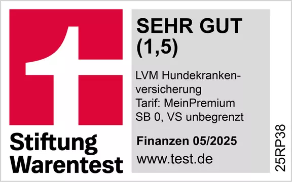 Stiftung Warentest 05/2025 LVM Hundekrankenversicherung sehr gut